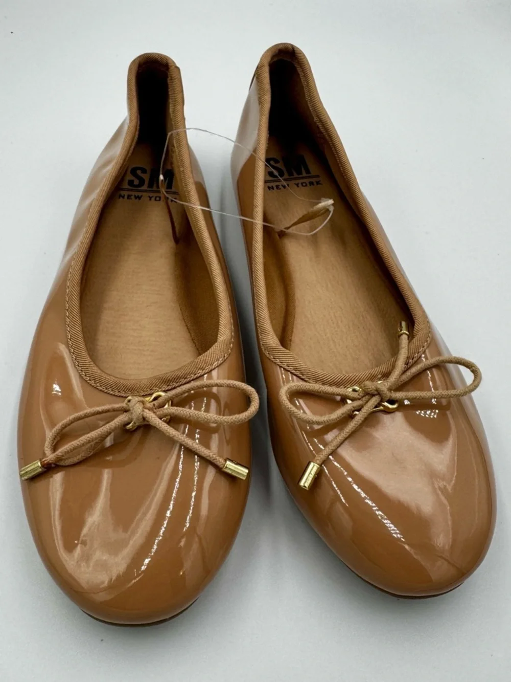 Madden NYC Tan Patent Ballet Flats Baby Bow Size 6